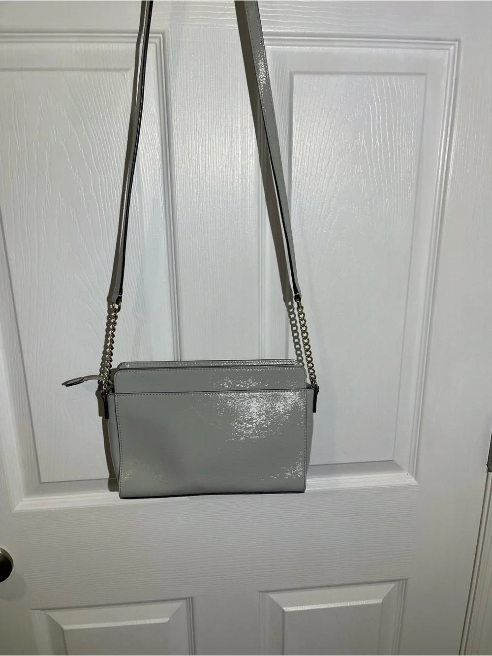 Kate Spade Hancock Park Gray Patent Angelica Crossbody Bag